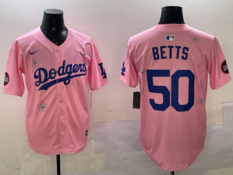 Men's Los Angeles Dodgers Mookie Betts #50 Pink Alternate Jersey
